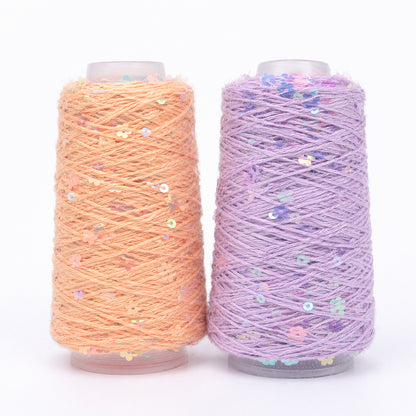 【綿100％】Twinkle Flower Yarn（トゥインクルフラワーヤーン）50g｜花モチーフのスパンコールがきらめくコットン糸｜全8色｜単体でも引き揃えでも映える特別な1玉