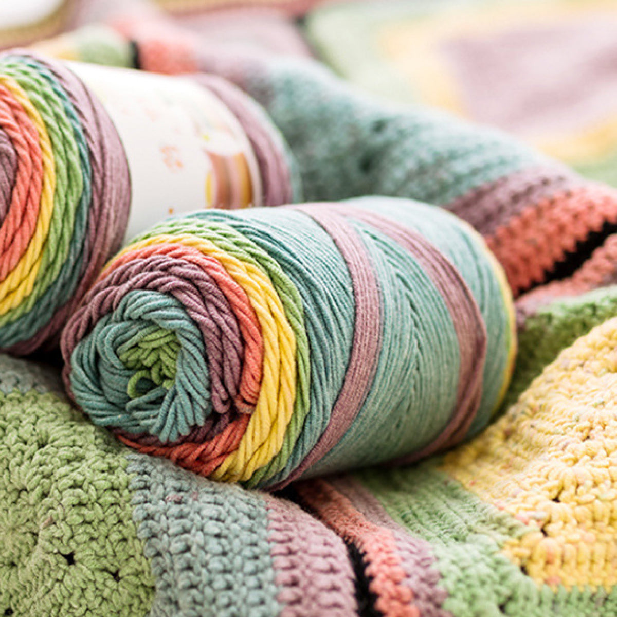 Rainbow Cotton（レインボーコットン） 100g｜カラフルなグラデーションケーキヤーン｜編むだけで可愛いボーダー柄｜韓国風｜コットン混合｜全23色