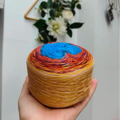 【シルケット加工・綿100%】Joyful Cake Yarn（ジョイフルケーキヤーン）｜ロングピッチ段染め・韓国風｜夏用ウェア・ショール・ブランケットに最適｜全37色｜電子版 ショール編みレシピ プレゼント！