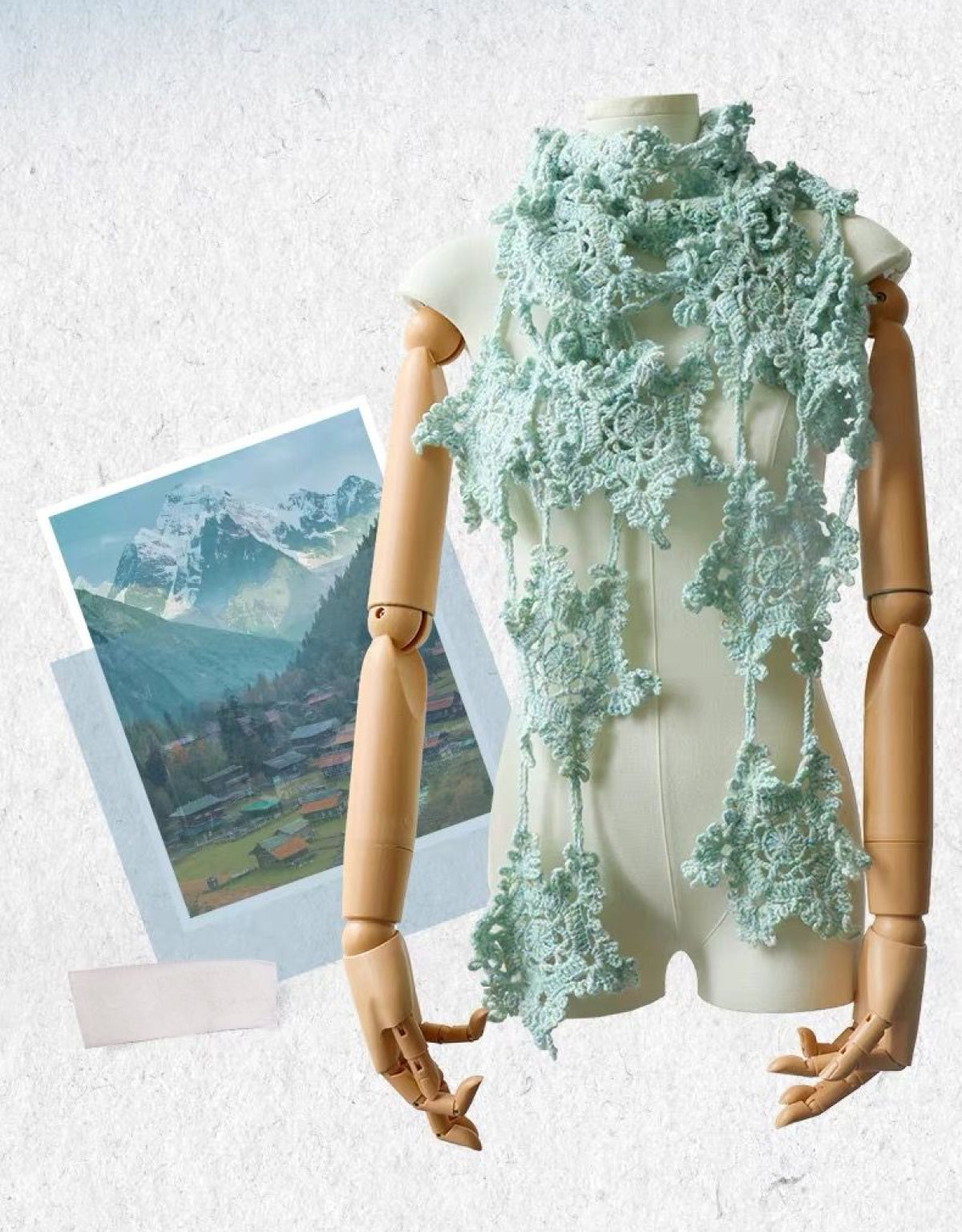 【手編みキット】Mousse Hana Shawl（ムースハナショール）｜花モチーフつなぎの三角ショール｜コットン入り｜冷房対策にも｜全16タイプ｜編み図＋動画付き