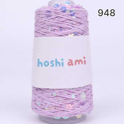 【綿100％】Twinkle Flower Yarn（トゥインクルフラワーヤーン）50g｜花モチーフのスパンコールがきらめくコットン糸｜全8色｜単体でも引き揃えでも映える特別な1玉