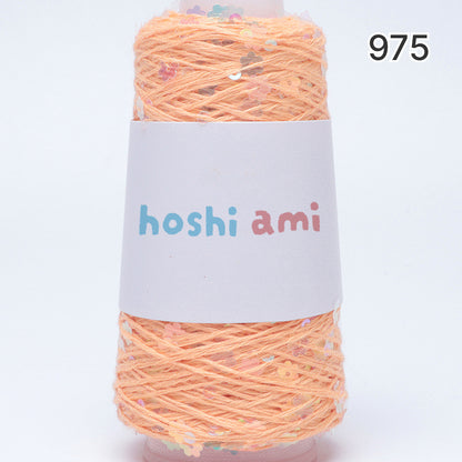 【綿100％】Twinkle Flower Yarn（トゥインクルフラワーヤーン）50g｜花モチーフのスパンコールがきらめくコットン糸｜全8色｜単体でも引き揃えでも映える特別な1玉