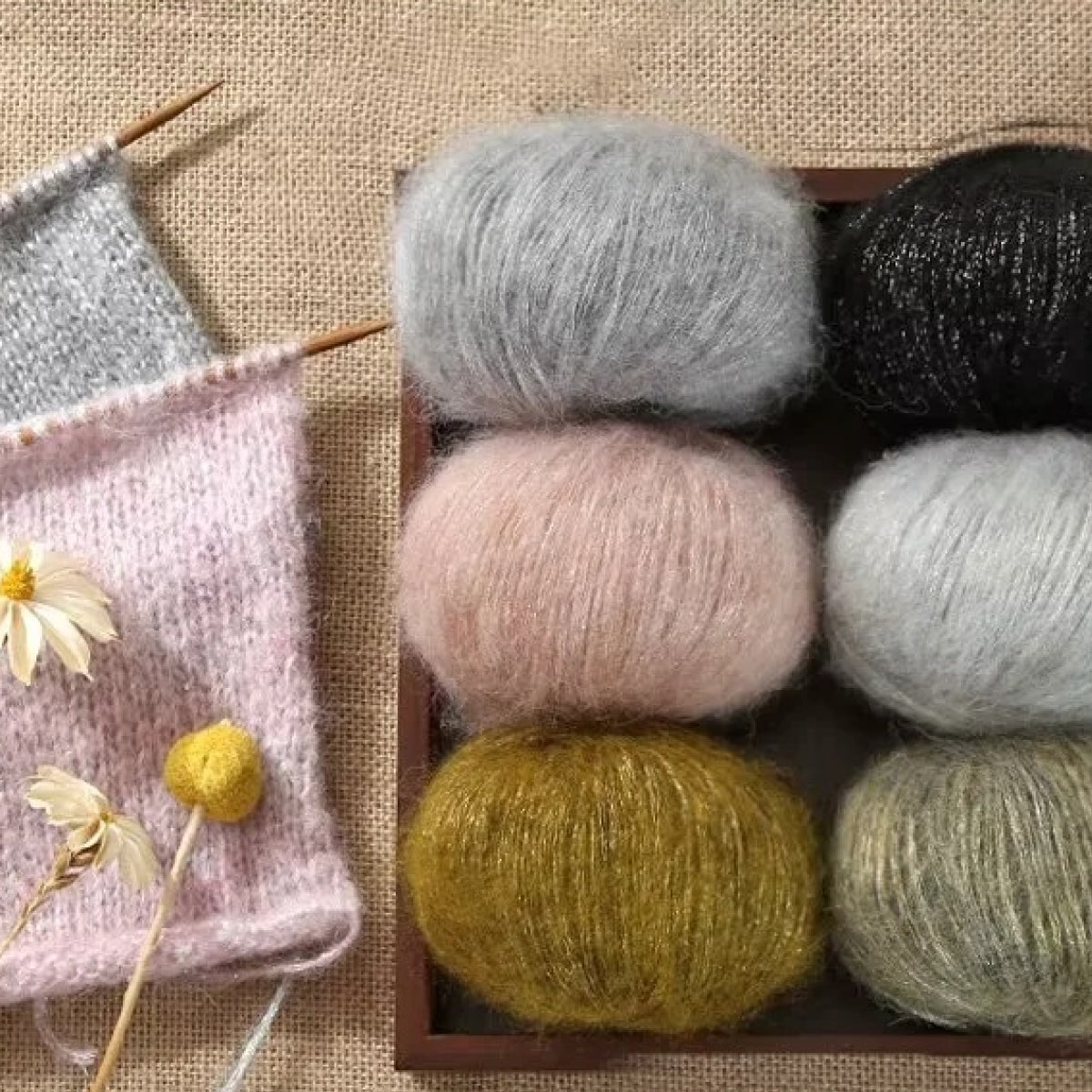 Sea Mohair（シーモヘア）25g ｜アルパカ50%×モヘア50%｜ふんわり軽やか｜引き揃え糸・透け感ニット・マフラー作り｜韓国ファッション｜全20色
