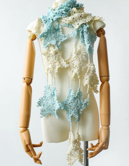 【手編みキット】Mousse Hana Shawl（ムースハナショール）｜花モチーフつなぎの三角ショール｜コットン入り｜冷房対策にも｜全16タイプ｜編み図＋動画付き