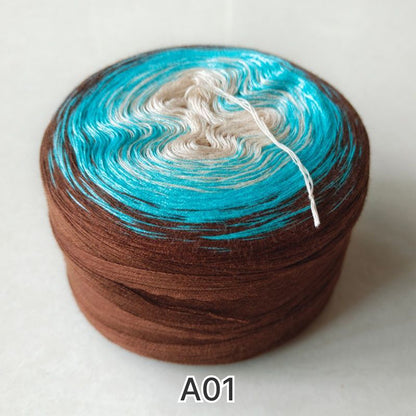【シルケット加工・綿100%】Joyful Cake Yarn（ジョイフルケーキヤーン）｜ロングピッチ段染め・韓国風｜夏用ウェア・ショール・ブランケットに最適｜全37色｜電子版 ショール編みレシピ プレゼント！