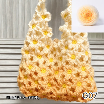 【手編みキット】花畑バッグ ｜インナーバッグ付き｜ぷっくりお花のモチーフ編みトートバッグ｜まるで持ち歩く花束｜春 夏 デイジーバッグ 編みレシピ付き