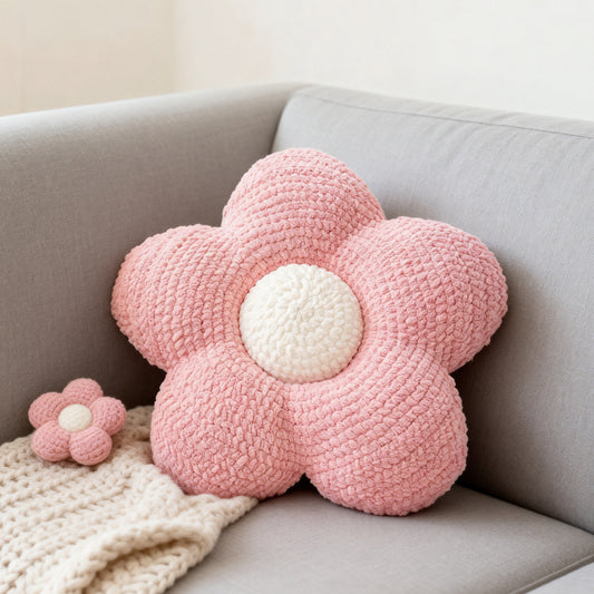 【手編みキット】お部屋に咲く2WAYお花クッション・座布団カバー｜おしゃれで実用的｜動画チュートリアル付き